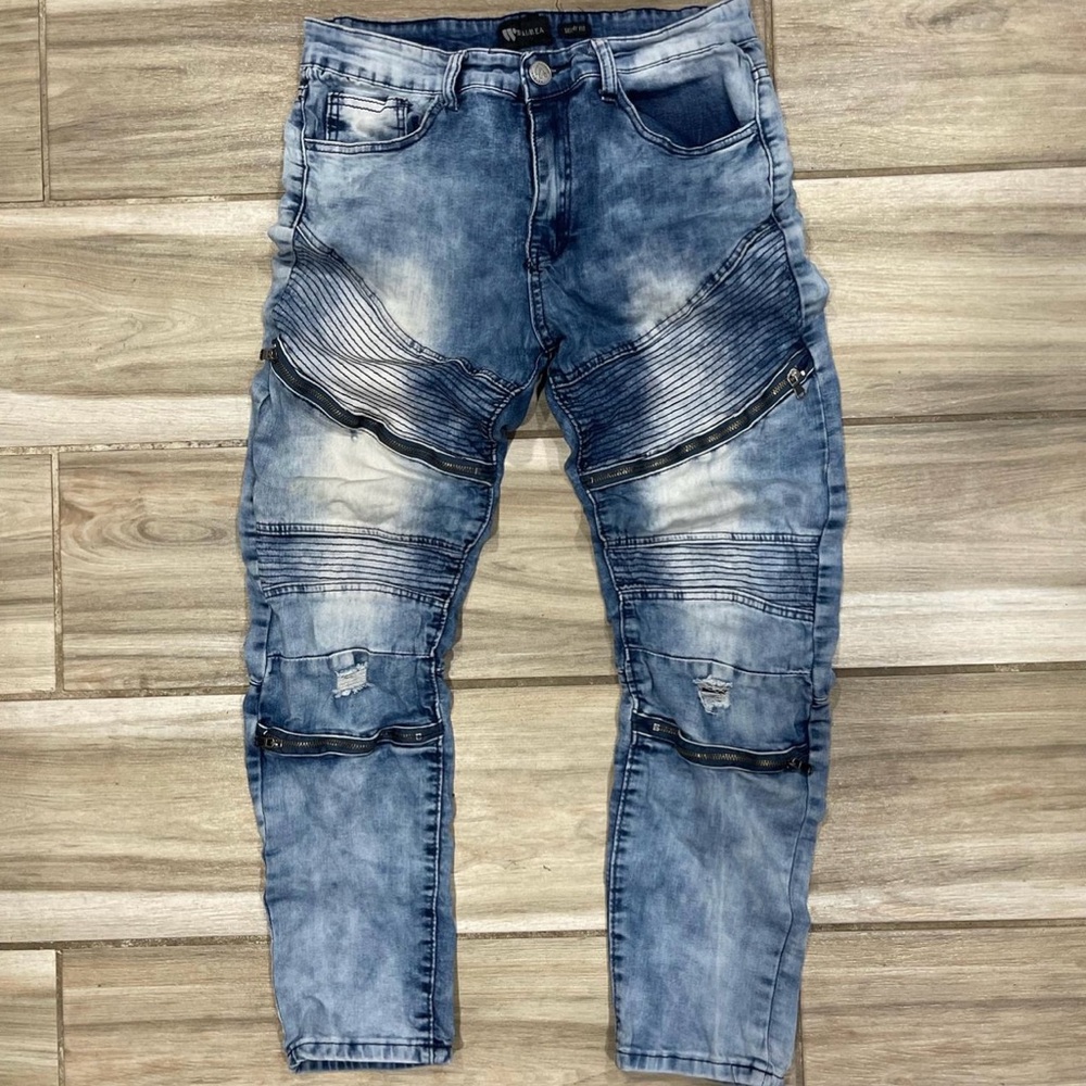 Men's Blue Distressed Jeans